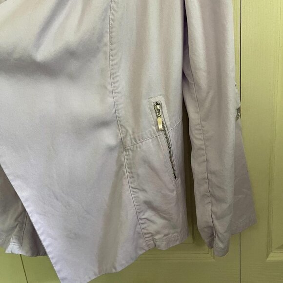Chicos Lavender Open Front Roll Tab Sleeve Zipper Pockets Waterfall Jacket Small - Picture 5 of 8
